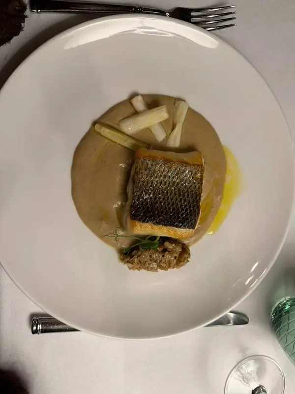 Gallo de San Pedro con cremoso de chirivía, boletus y jugo de asado
