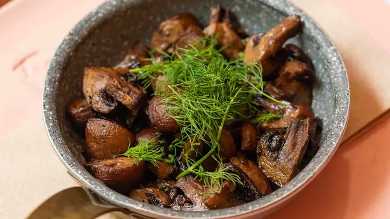 Freshly oven baked mushrooms
